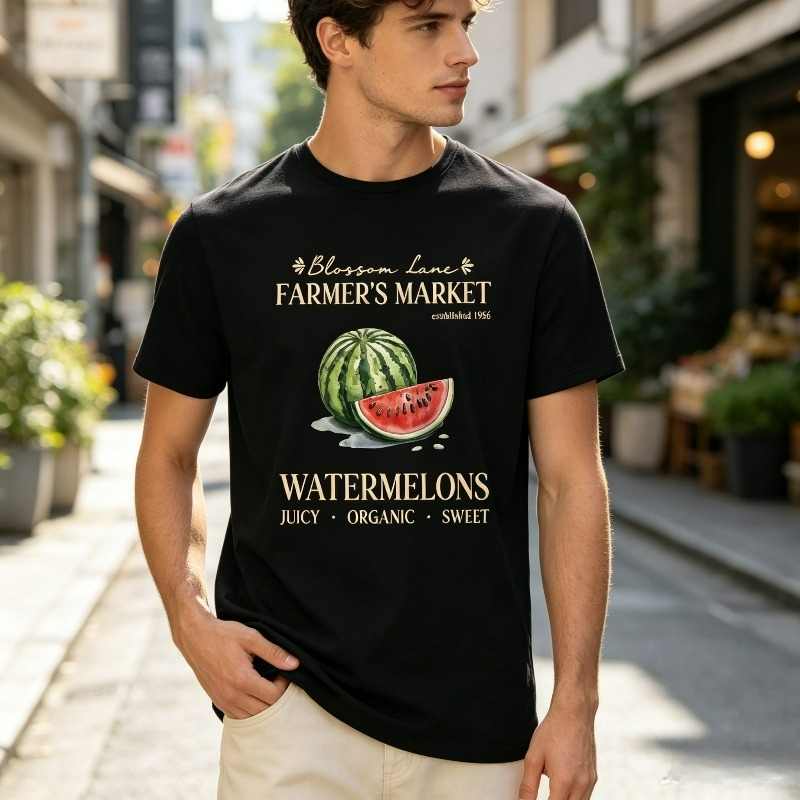 Vintage Fashion Market - Camiseta masculina Watermelon Farmer Market com