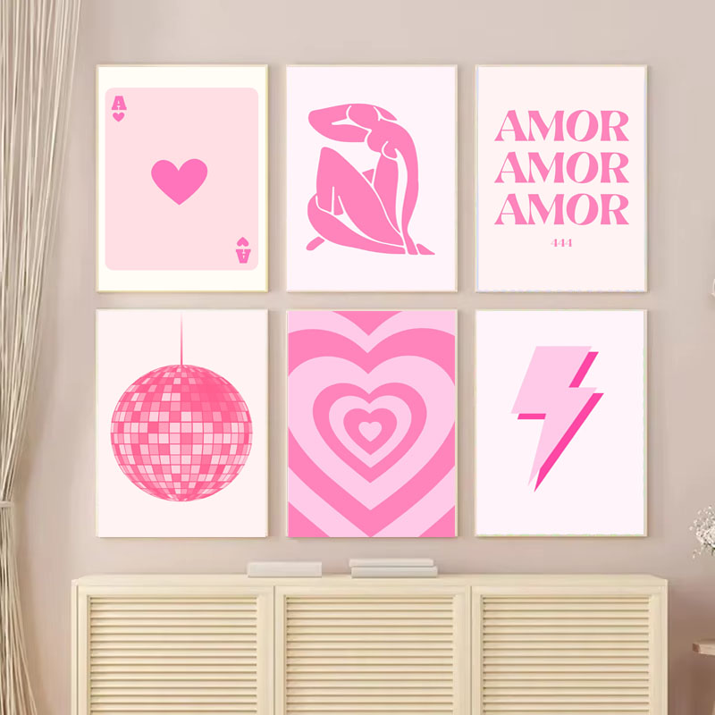 Vintage Fashion Paris - Pintura em Tela 1pc, Pôster Rosa