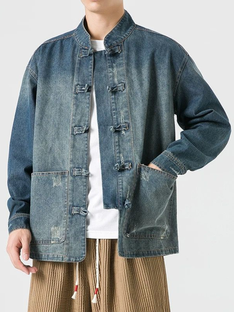 Vintage Fashion Hong Kong - Cowboy retro estilo chinês lavado denim