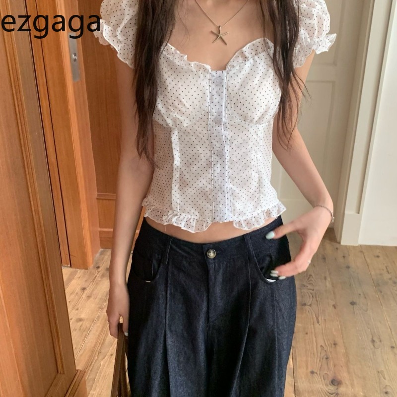Vintage Fashion Style Female - Camisas Ezgaga Femininas com Estampa de