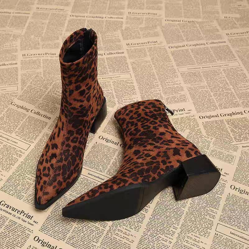 Vintage Fashion Style Female - Novas Botas de Salto Baixo Femininas