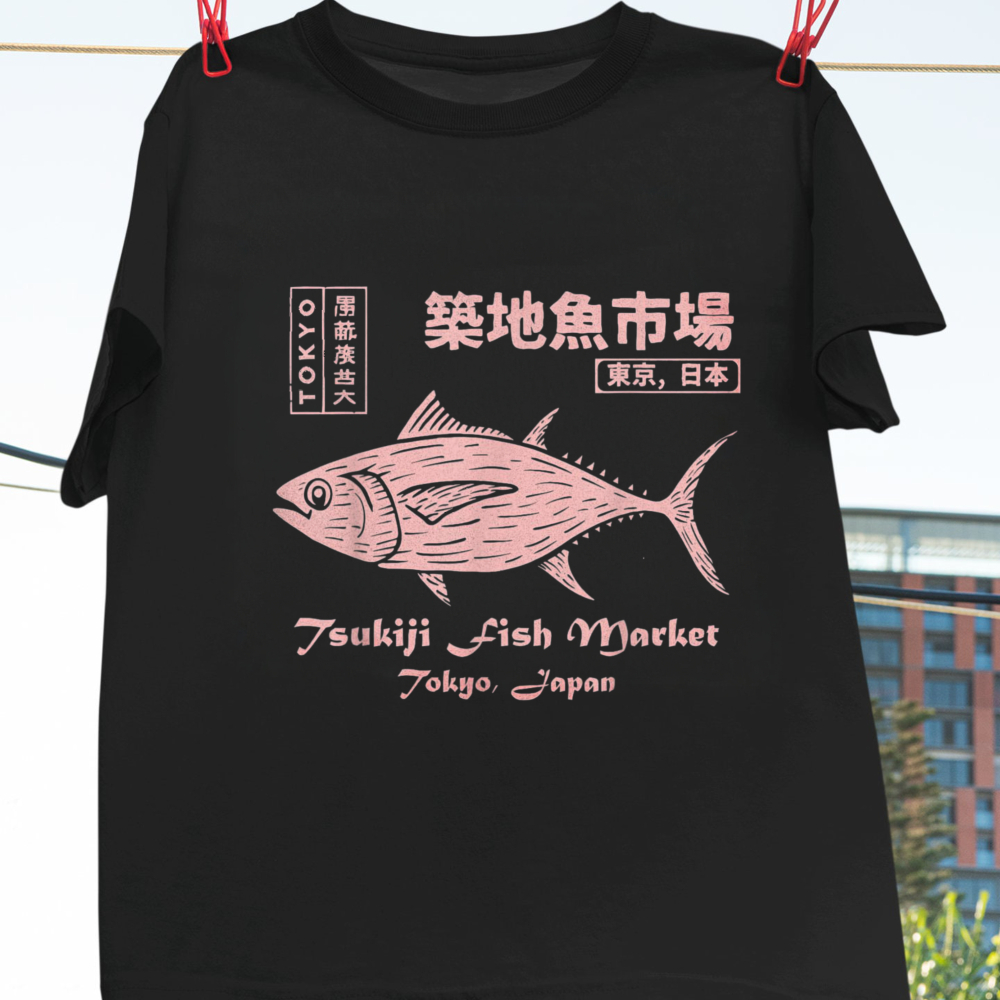 Vintage Fashion Market - Camiseta Tsukiji Fish Market Maguro Tuna