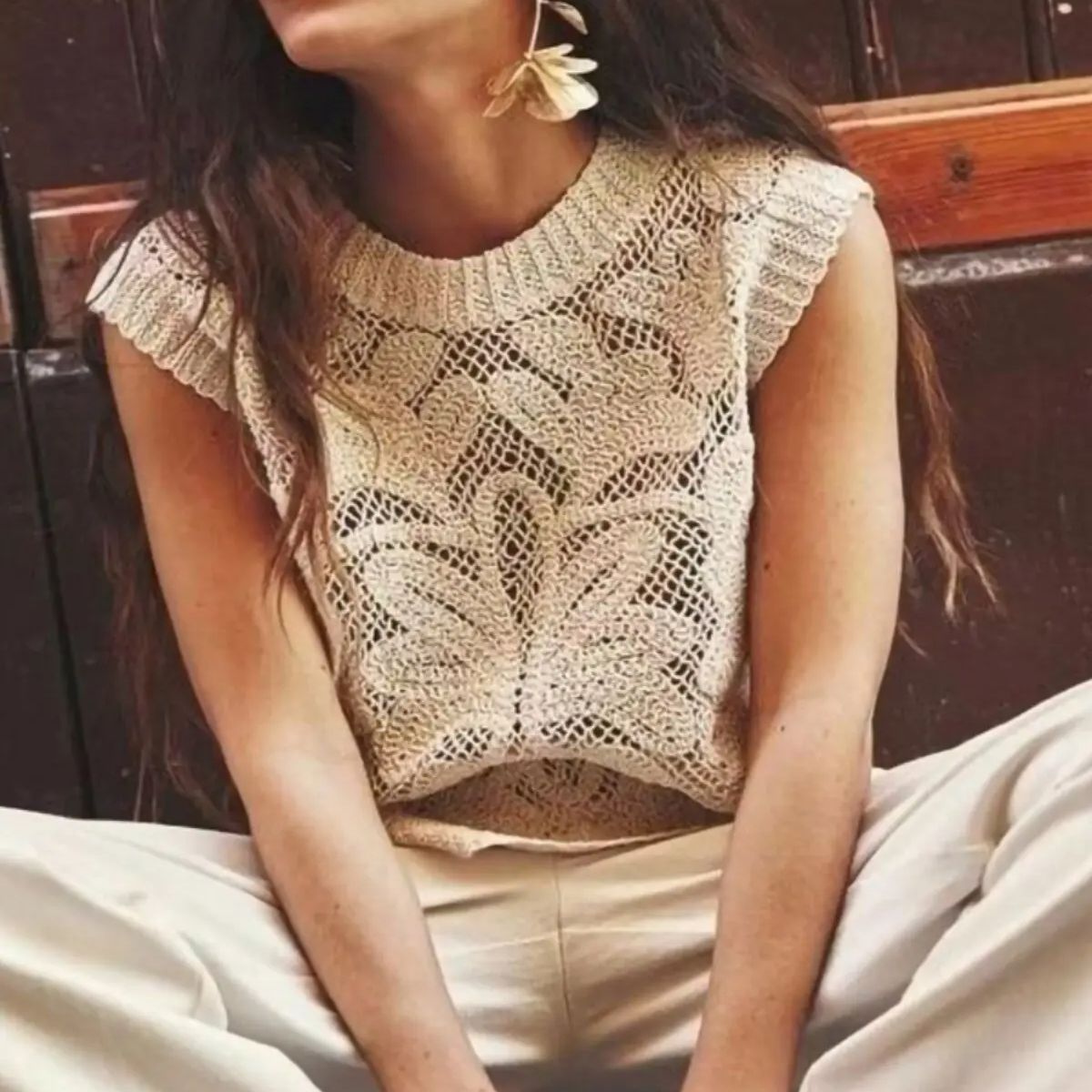 Crochet Top Boho - Novo Colete Feminino Boho de Crochê