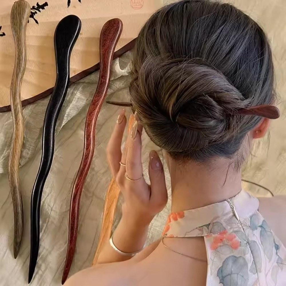 Vintage Fashion In Chinese - Pau de cabelo de madeira elegante