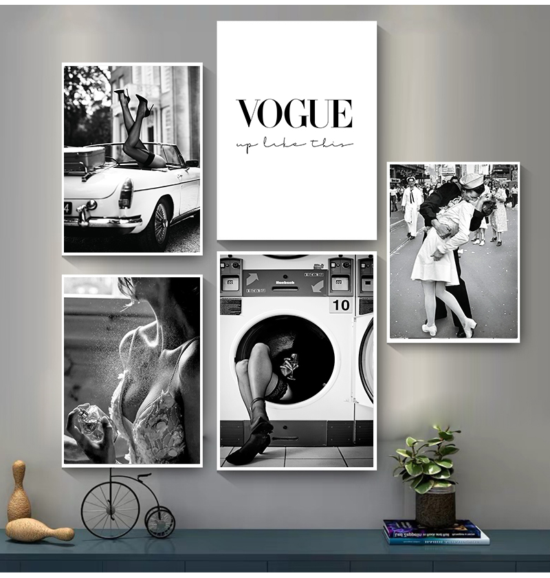 Vintage Vogue Fashion Poster - Quadros Femininos para Sala de Estar: