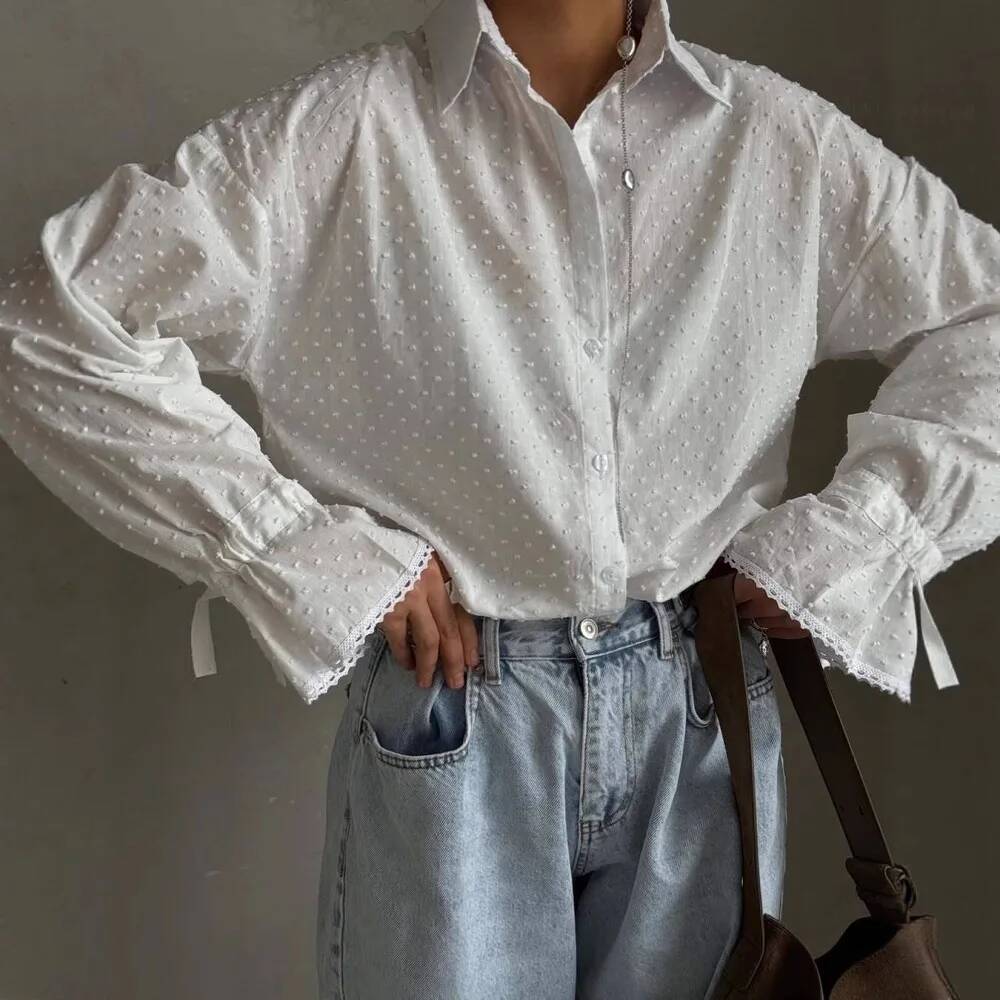 Crochet Top Boho - Único breasted cardigan blusa de algodão