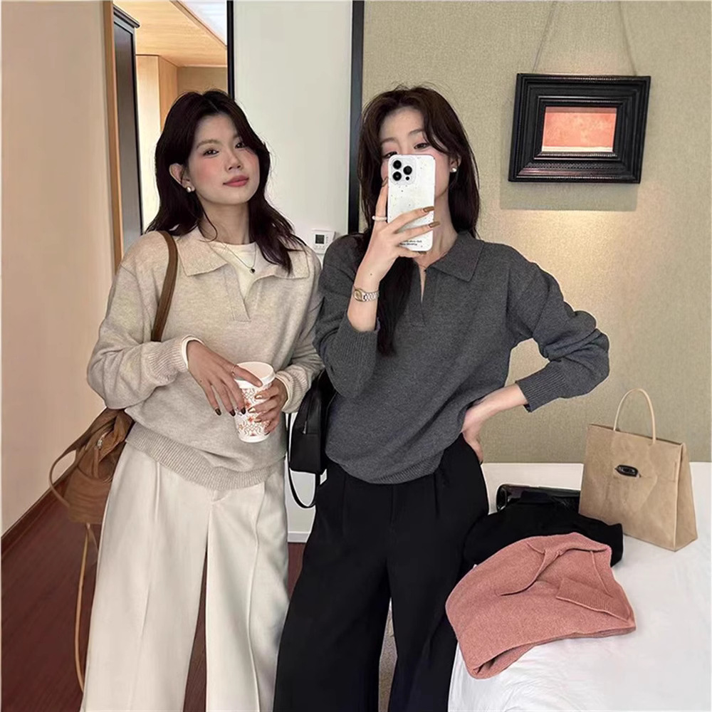 Vintage Fashion Hong Kong - Suéter de gola para mulheres outono/inverno