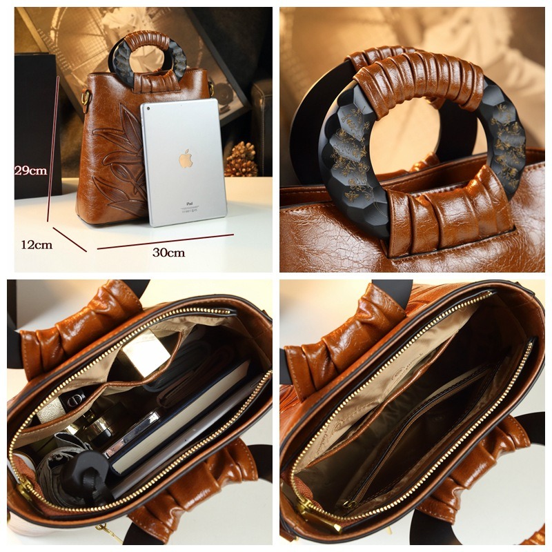 Bolsa Feminina de Couro Estilo - Vintage Fashion In Chinese avaliação e preço