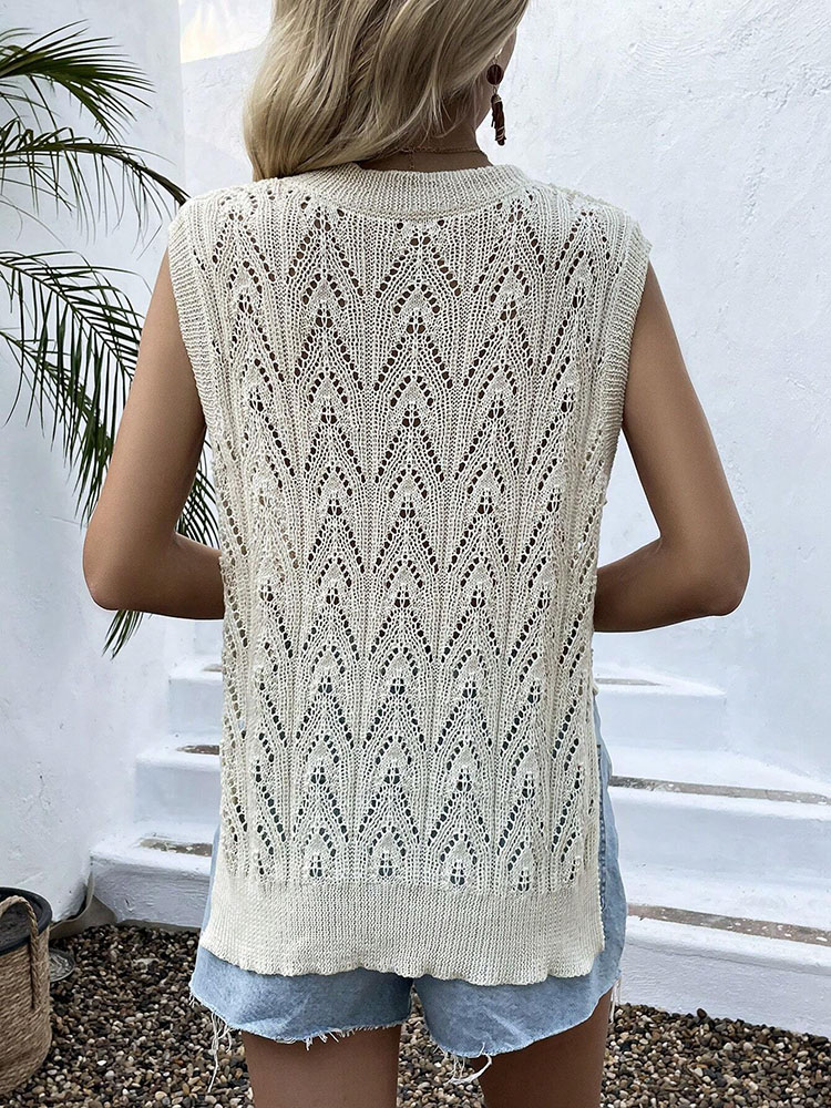 Colete Feminino Bege de Crochê - Crochet Top Boho avaliação e preço
