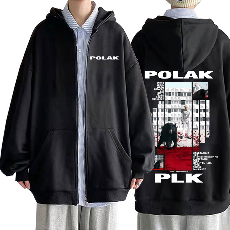 Rapper plk polak impressão zíp - Vintage Fashion Pop Up avaliação e preço