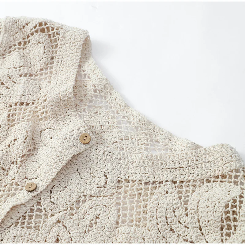 Camisas de malha de crochê fem - Crochet Top Boho avaliação e preço