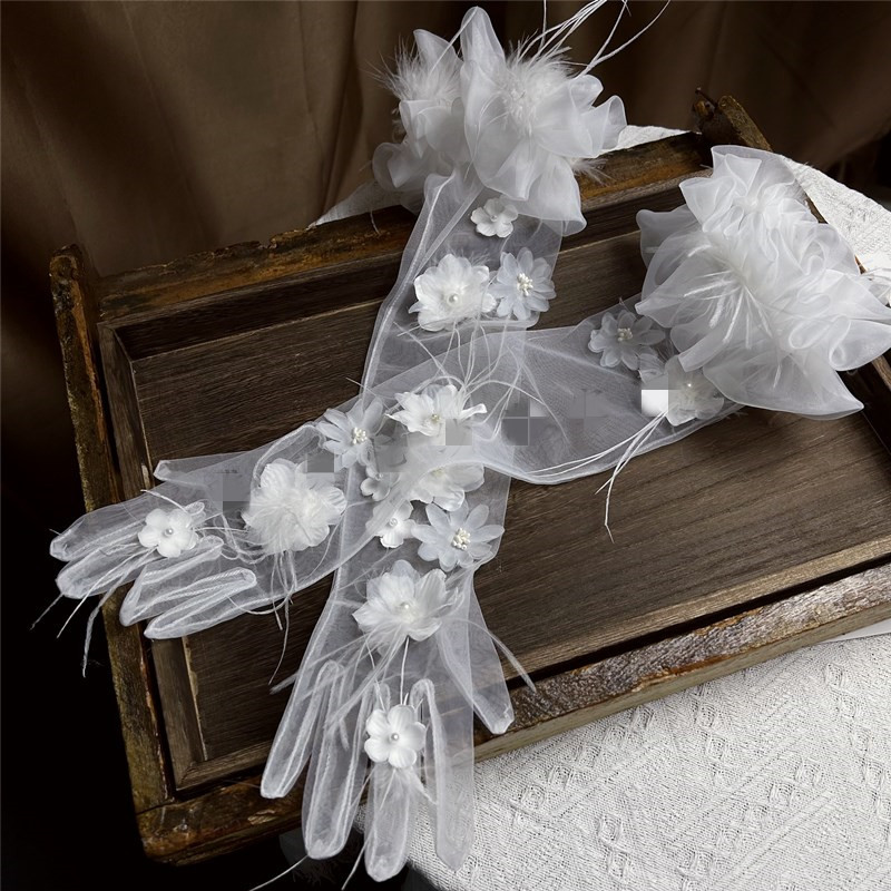 Elegante Flor Pena Luva de Mal - Vintage Fashion Photographers avaliação e preço