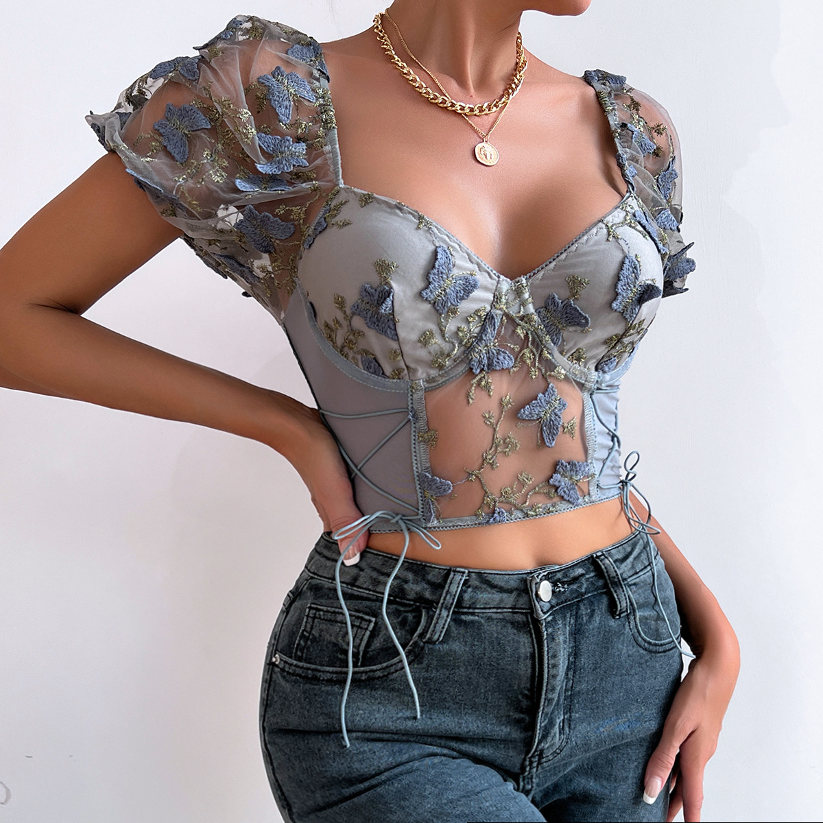 Yimunancy Floral Bordado Crop  - Crochet Top Boho avaliação e preço