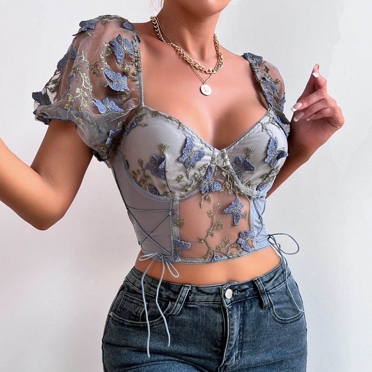 Yimunancy Floral Bordado Crop  - Crochet Top Boho avaliação e preço