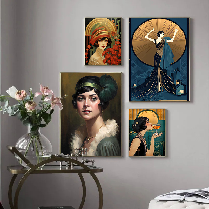 Pôster vintage de menina flapp - Vintage Fashion Prints For Wall avaliação e preço